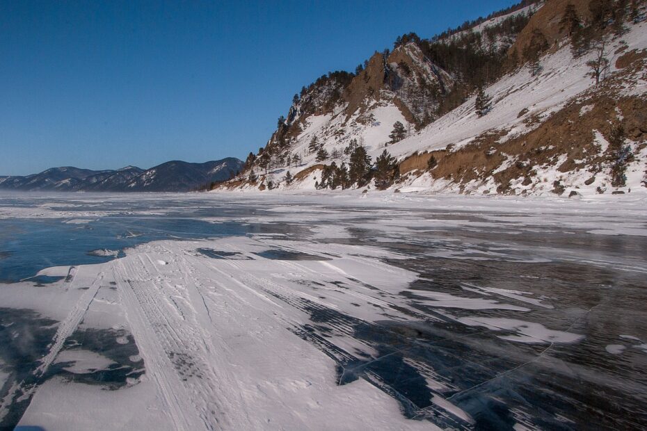 The ice of Lake Baikal